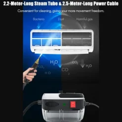Bärbar ångtvätt - Ångrengörare - 2500 W - Hög temperatur - Trycksatt ånga - 220 V - CE-certifierad - Blå