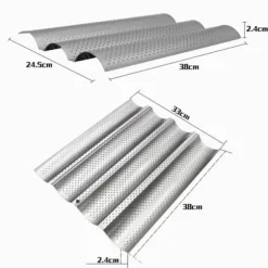 Brödform - Fransk våg - Kolstål - Silver - 3 och 4 platser - Non-stick