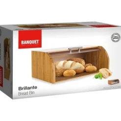Brödkorg - BANKETT - GLANSIG - Bambus - 40,5 x 27 x 17 cm - Lock i plast