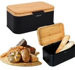 Brödkärl i stål med bambuöverdrag KINGHOFF KH-1735