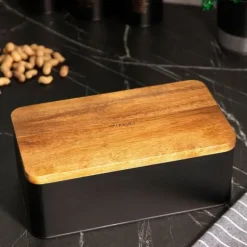 Brödlåda | LOMAS | svart med akacialock | 33x18x13 cm | 872506