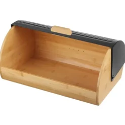 Brödlåda av trä med metalllock + kniv BRUNBESTE BB-2773