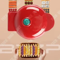 Brödmaskin - TECH DISCOUNT - Mini Maker - Non-stick platta - Kompakt - Röd