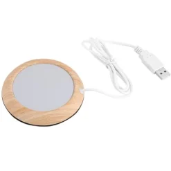 Bright Wood Grain USB Cup Warmer: Håll din dryck varm