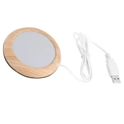Bright Wood Grain USB Cup Warmer: Håll din dryck varm