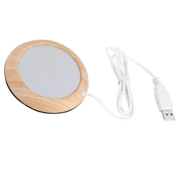 Bright Wood Grain USB Cup Warmer: Håll din dryck varm