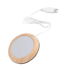 Bright Wood Grain USB Cup Warmer: Håll din dryck varm