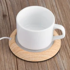 Bright Wood Grain USB Cup Warmer: Håll din dryck varm