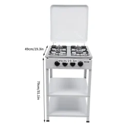 4-brännare Gaskök, Rostfritt Stål, Bärbar Design, Vindskydd,VIT