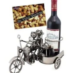 BRUBAKER Vinkylare - Par med sidvagn - Metallskulptur - Presentidé - Gratulationskort inkluderat: Kök &