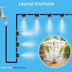 Brumisateur Exterieur - VINSIC - Spraysystem 20M - 20 Messingmunstycken - Effektiv Kylning