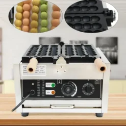 Bubbelvåffeljärn - Professionellt elektriskt - 1500 W - Non-stick - 180° roterbart - Temp 50–300°C - 220 V - Svart/Silver