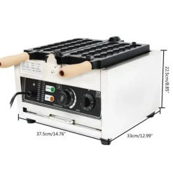 Bubbelvåffeljärn - Professionellt elektriskt - 1500 W - Non-stick - 180° roterbart - Temp 50–300°C - 220 V - Svart/Silver