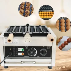 Bubbelvåffeljärn, bollformat, elektrisk 1500 W, non-stickbeläggning, för kommersiellt bruk