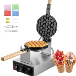 Bubbelvåffelmaskin 1400W, Non-Stick, Äggpannkaka Bakmaskin, Optimal Värmeöverföring, Hög Prestanda, Perfekta Våfflor Varje Gång