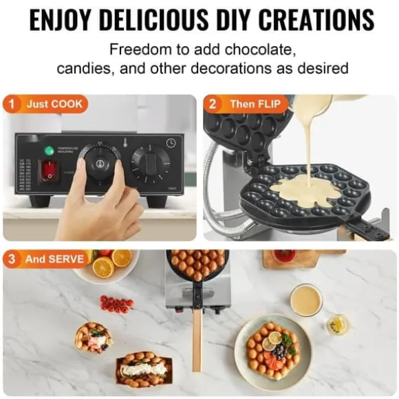 Bubbelvåffelmaskin 1400W, Non-Stick, Äggpannkaka Bakmaskin, Optimal Värmeöverföring, Hög Prestanda, Perfekta Våfflor Varje Gång