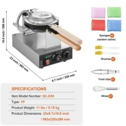 Bubbelvåffelmaskin 1400W, Non-Stick, Äggpannkaka Bakmaskin, Optimal Värmeöverföring, Hög Prestanda, Perfekta Våfflor Varje Gång