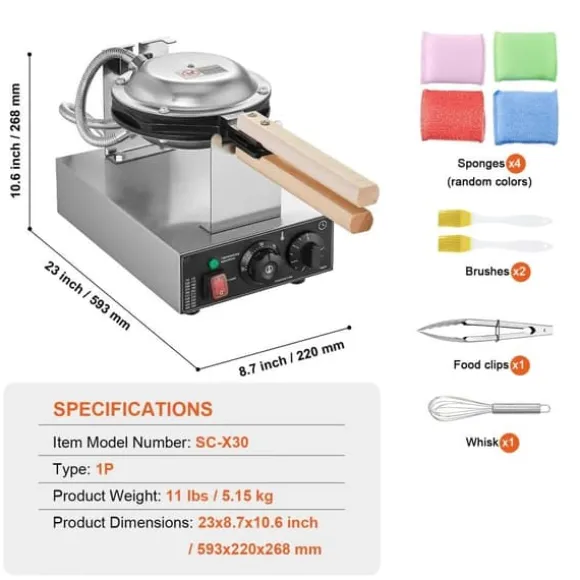 Bubbelvåffelmaskin 1400W, Non-Stick, Äggpannkaka Bakmaskin, Optimal Värmeöverföring, Hög Prestanda, Perfekta Våfflor Varje Gång