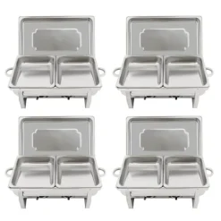 Buffé Chafing Dish Set, Matvärmare med spritbrännare, 4-delars set med tång och skedar