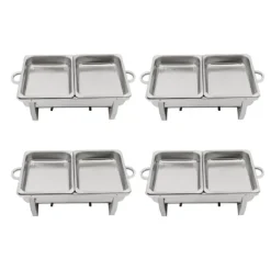 Buffet Värmeskål Set, 4-delad Matvärmare, Alkoholkamin Ingår