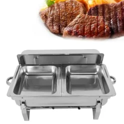 Buffévarmhållare, chafing dish med 3 fack, kapacitet över 5 L, 410 rostfritt stål, portabel för fest