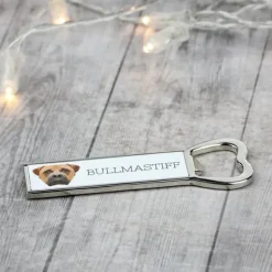 Bullmastiff, Bulmastiff - flasköppnare med foto och inskription för Art-Dog öl
