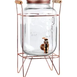 Burk Beverages Stor dispenserburk i glas med kran och stativ 4,2L