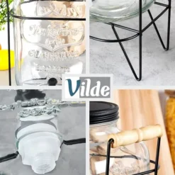 Burk för drycker med kran och stativ, svart, kran för dryck, vatten, lemonad, 4,2L, VILDE 139600