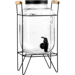 Burk för drycker med kran och stativ, svart, kran för dryck, vatten, lemonad, 4,2L, VILDE 139600