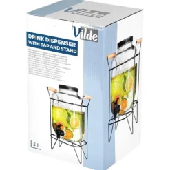 Burk för drycker med kran och stativ, svart, kran för dryck, vatten, lemonad, 4,2L, VILDE 139600