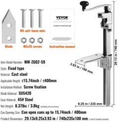 Burköppnare, Manuell kommersiell bordsöppnare, 74x23,5x10 cm, Justerbar kraftig stål