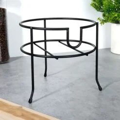 Burkställ med kran, svart metall, 20 cm