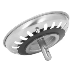 Byte av sil vid diskbänk i rostfritt stål med bottenpropp