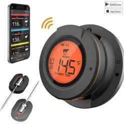 0-380°C smart Bluetooth matlagningstermometer med 2 sonder, grilltermometer med app-kontroll, avtagbar design
