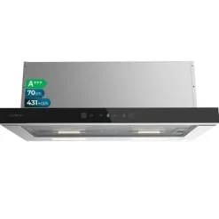 Cecotec Utsugningsfläkt 70cm Teleskopisk Bolero Flux TLT 704400 Glas Svart A+++. Sugning 431,2m³/h, Låg Energiförbrukning, Motor
