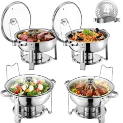Chafing Dish, Rostfritt Stål, Idealisk för Evenemang,4 pack silver