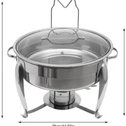 Chafing Dish, Rostfritt Stål, Kapacitet på 6 Liter,Silver