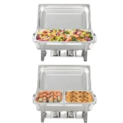 Chafing Dish, Rostfritt Stål, Mångsidiga Kompartmentalternativ,2 Pack