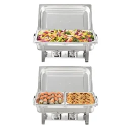 Chafing Dish, Rostfritt Stål, Mångsidiga Kompartmentalternativ,2 Pack