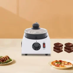 Chokladsmältare - Enkel smältgryta - 30–85°C Justerbar - 1 kg Kapacitet - 14 cm Keramikkärl Non-stick - 40 W - EU‑plugg 220–230V - Svart/Vit