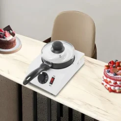 Chokladsmältare - Enkel smältgryta - 30–85°C Justerbar - 1 kg Kapacitet - 14 cm Keramikkärl Non-stick - 40 W - EU‑plugg 220–230V - Svart/Vit