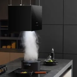 CIARRA A+++ Island Recycling Hood 48cm 700M3/H Wi-Fi & Touch Silent Booster LED-skärm 2st Active Filter Black