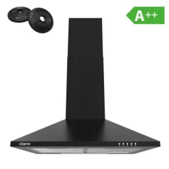 CIARRA Dekorkåpa 60cm A++ 370m³/h 2st Kolfilter Återvinning eller evakuering Köksfläkt Svart