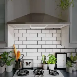 CIARRA Kåpa 90cm A++ 370 m³/h 3 hastigheter Evakuering & återvinning med 2st kolfilter i rostfritt stål