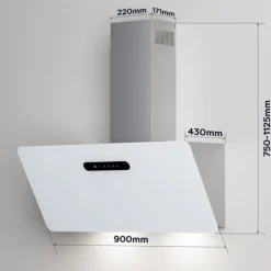 CIARRA Kåpa 90cm A+++ 650m3/h Booster 4 Hastigheter Touchknapp Köksfläkt Vit CD9736KW
