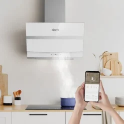 CIARRA Lutande huva 60 cm Wi-Fi ansluten Booster 4 hastigheter 650 m3/h Klass A+++ Huva Touchknapp Vit