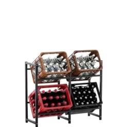 CLP Lennert metallflaskställ Lådhållare med olika kapaciteter, svart -L