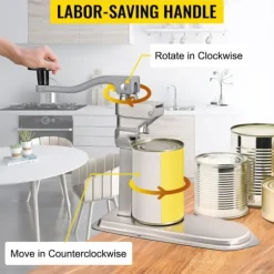 40cm 7st/min manuell kommersiell konservöppnare, effektiv skärning, 2 monteringssätt, arbetsbesparande vridhandtag, lätt och hållbar