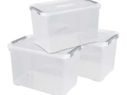 Curver 240682 Plasticbokse HANDY Lukket , Kan stables (B x H x T) 400 x 390 x 600 mm Transparent 3 stk