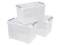 Curver 240682 Plasticbokse HANDY Lukket , Kan stables (B x H x T) 400 x 390 x 600 mm Transparent 3 stk